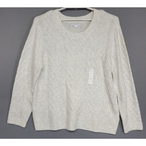 Croft & Barrow Sweater Womens XXL White Textured Knit Extra-Cozy Pullover Soft